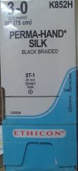 652-K852H - SUTURE - SILK BRD - 3-0 30" - BLACK ST-1